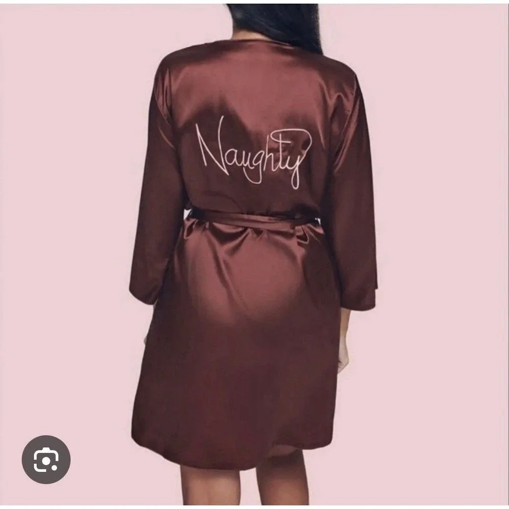 NWT Huda Beauty Naughty Nude Reversible Robe Silky Belted Sexy 🔥🔥🔥 Sz M-L